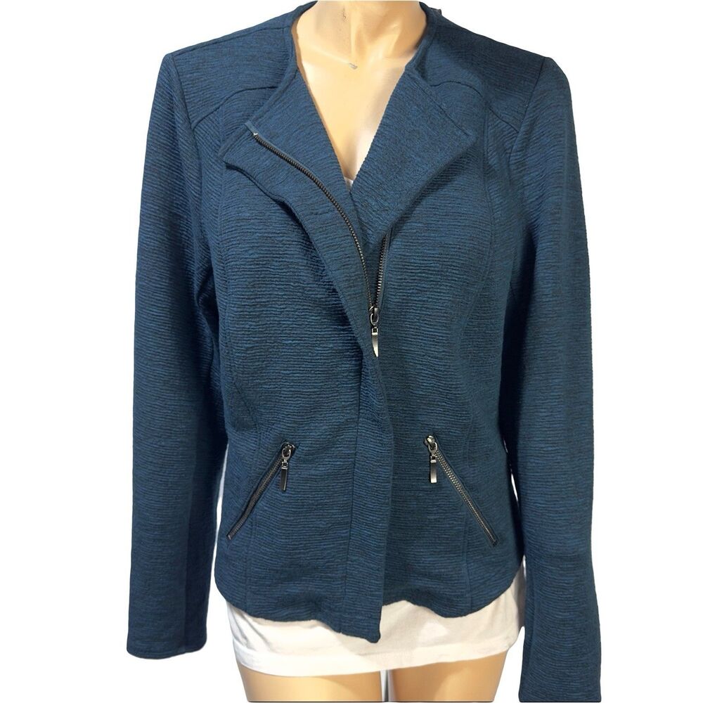 Torrid Blue Knit Zip Moto Jacket Women’s Size 1X NWT